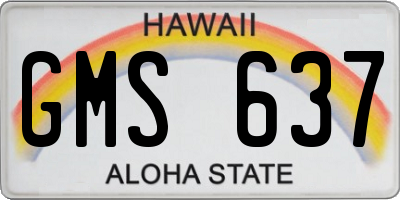 HI license plate GMS637