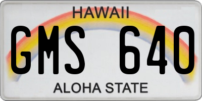 HI license plate GMS640