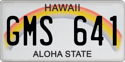 HI license plate GMS641