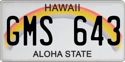 HI license plate GMS643