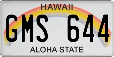 HI license plate GMS644