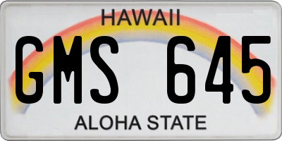 HI license plate GMS645