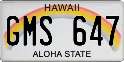 HI license plate GMS647