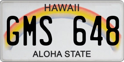 HI license plate GMS648