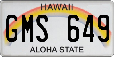 HI license plate GMS649