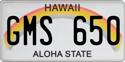 HI license plate GMS650