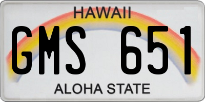 HI license plate GMS651