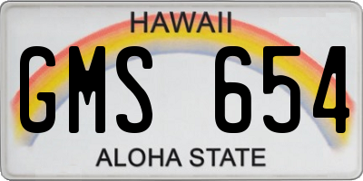 HI license plate GMS654