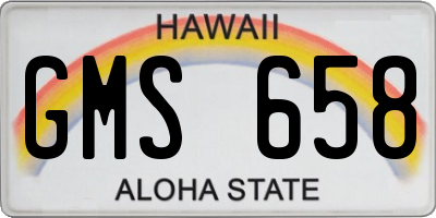 HI license plate GMS658