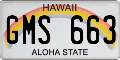 HI license plate GMS663