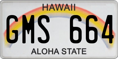 HI license plate GMS664