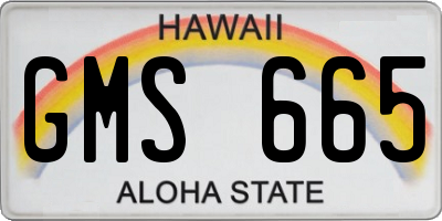 HI license plate GMS665