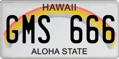 HI license plate GMS666