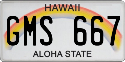 HI license plate GMS667