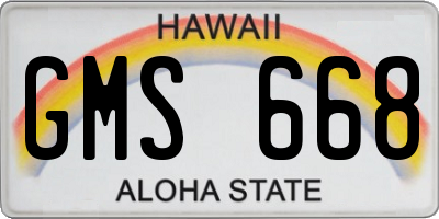 HI license plate GMS668