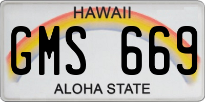 HI license plate GMS669