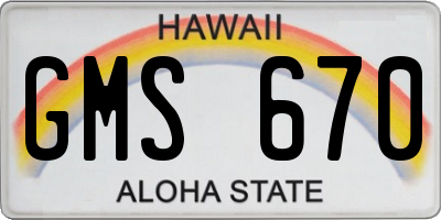 HI license plate GMS670