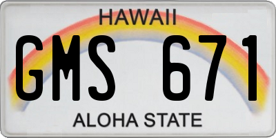 HI license plate GMS671