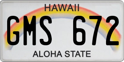 HI license plate GMS672