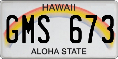 HI license plate GMS673