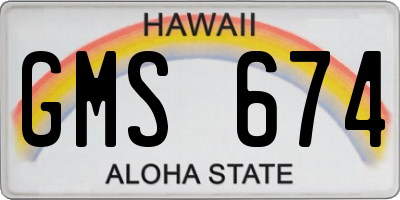 HI license plate GMS674