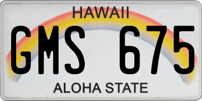 HI license plate GMS675