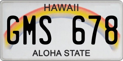 HI license plate GMS678
