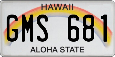 HI license plate GMS681