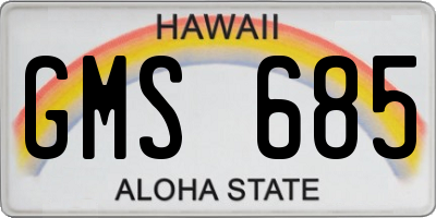 HI license plate GMS685
