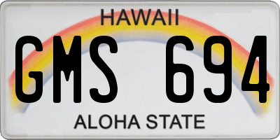 HI license plate GMS694