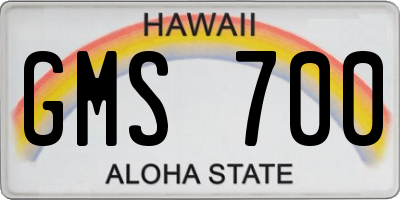 HI license plate GMS700