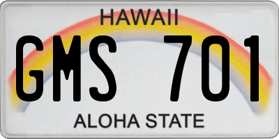 HI license plate GMS701