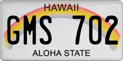 HI license plate GMS702