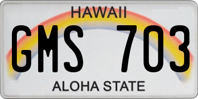 HI license plate GMS703
