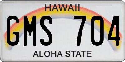 HI license plate GMS704