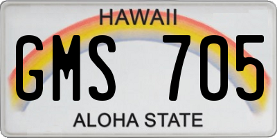 HI license plate GMS705