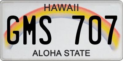 HI license plate GMS707