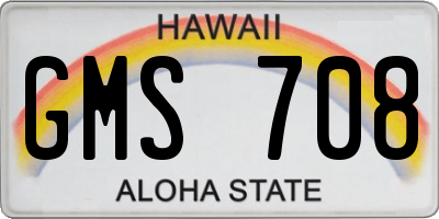HI license plate GMS708