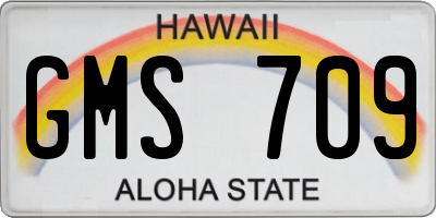 HI license plate GMS709