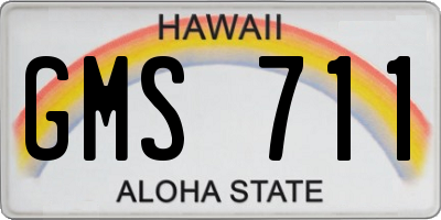 HI license plate GMS711