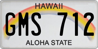 HI license plate GMS712