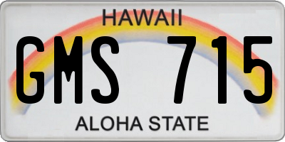HI license plate GMS715