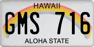 HI license plate GMS716