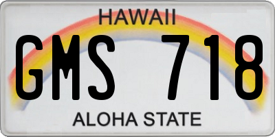 HI license plate GMS718