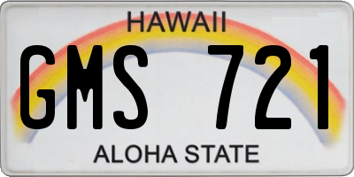 HI license plate GMS721