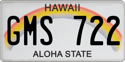 HI license plate GMS722
