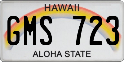 HI license plate GMS723