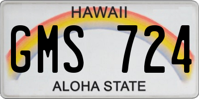 HI license plate GMS724