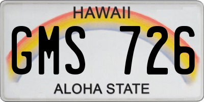 HI license plate GMS726