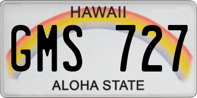 HI license plate GMS727